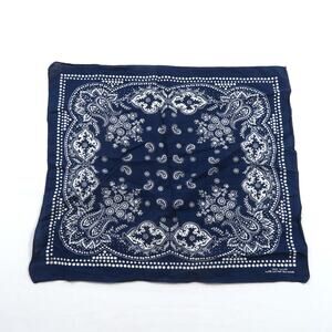 Fast Color Bandana Made USA Dot Paisley Blue Indigo White Cotton 19" X 21 1/2"